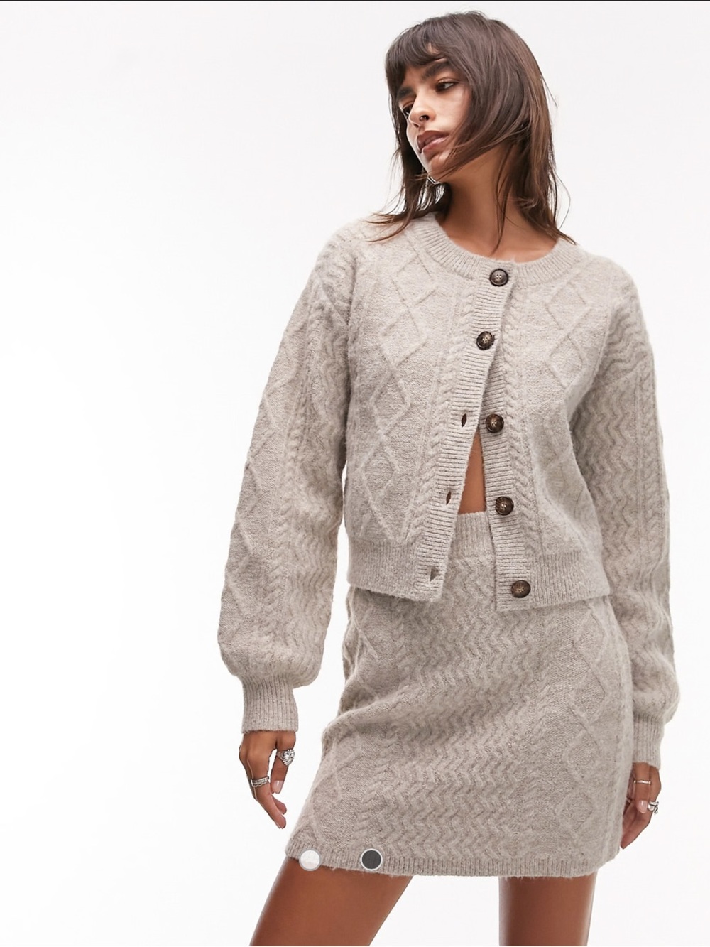 Topshop Cable Knit Elegant Cardigan Women’s Medium Quiet Luxury Preppy Sweater